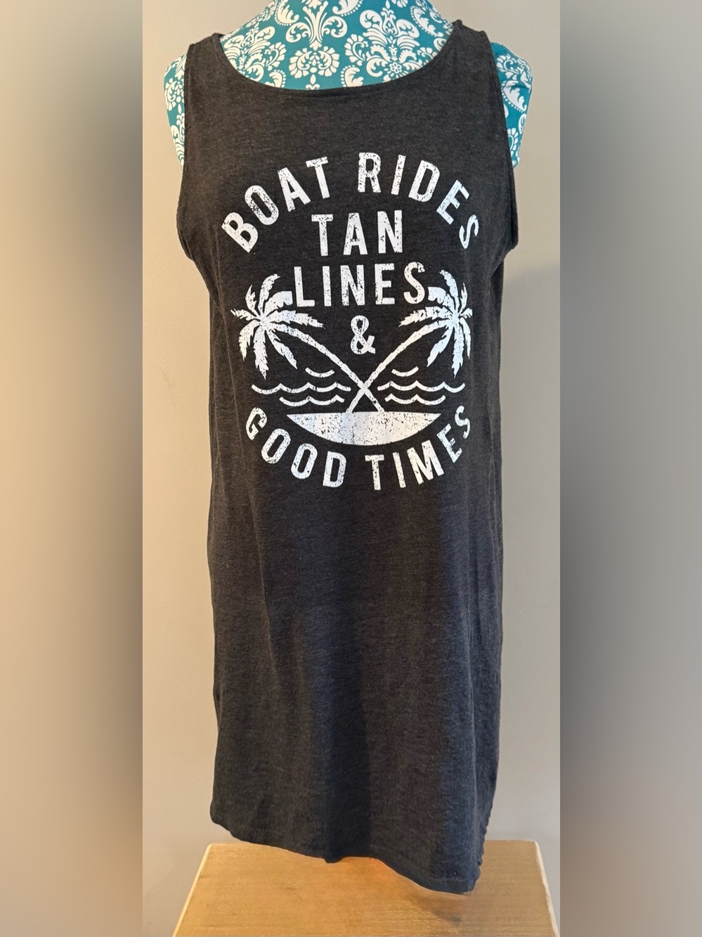 Air Waves Graphic Beach Swim Cover - Dark Gray with White Print